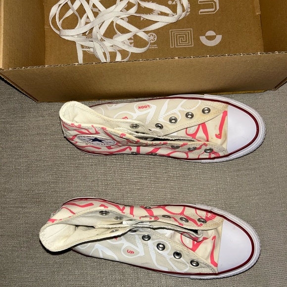 Converse High-Tops with Custom Pink Glasses Design - Picture 4 of 8